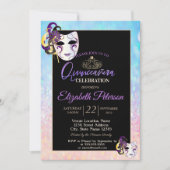 Bokeh Ombre Tiara, Masquerade Quinceañera Kaart (Voorkant)