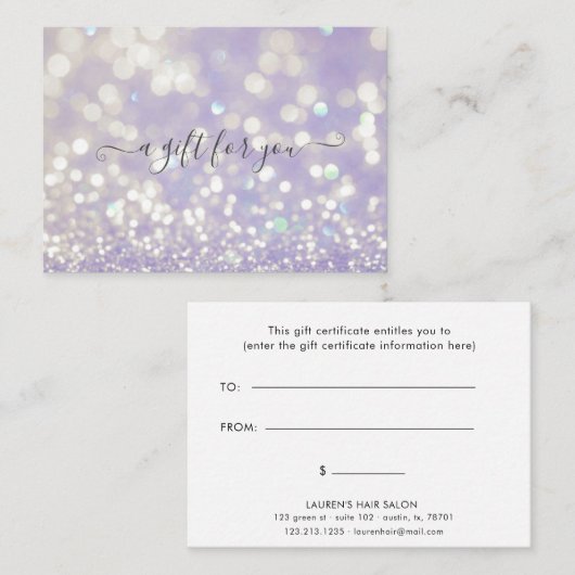 bokeh pastel crystal gift certificate visitekaartje (Voorkant / Achterkant)