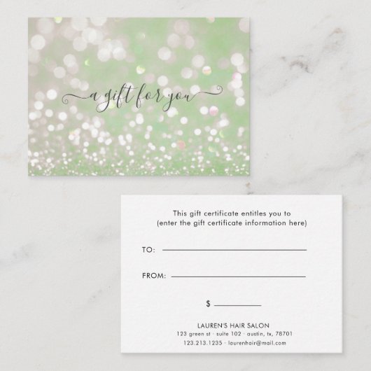 bokeh pastel crystal gift certificate visitekaartje (Voorkant / Achterkant)