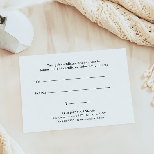 Bokeh Pastel Paarse Script Font Cadeaubon Visitekaartje