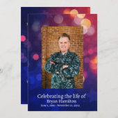 Bokeh Patriotic Veteran Funeral Prayer Kaart (Voorkant / Achterkant)