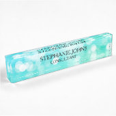 Bokeh Pattern Blue Blauwgroen Aqua Monogram Name M Naambordje