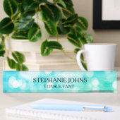 Bokeh Pattern Blue Blauwgroen Aqua Monogram Name M Naambordje