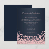 Bokeh Pink en Navy Blue Receptie Kaart (Voorkant / Achterkant)