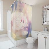 Bokeh Pink Yellow Fine Floral Achtergrond Douchegordijn (In situ)