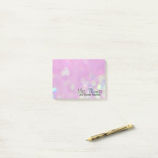 Bokeh Post It Notes 4x3 (roze) (Op bureau)