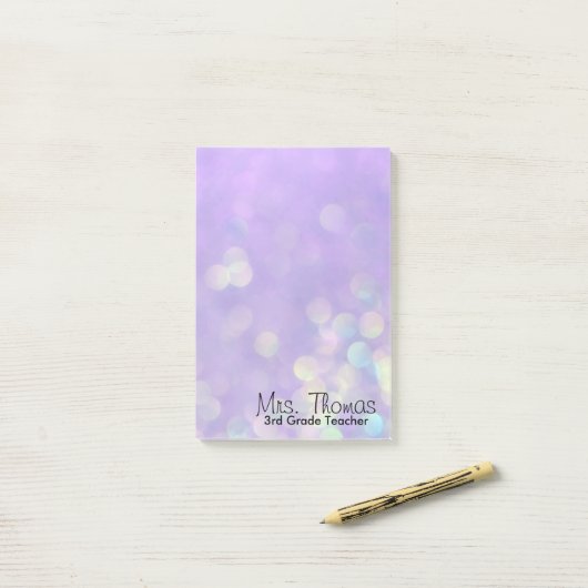 Bokeh Post It Notes 4x6 (Paars) (Op bureau)