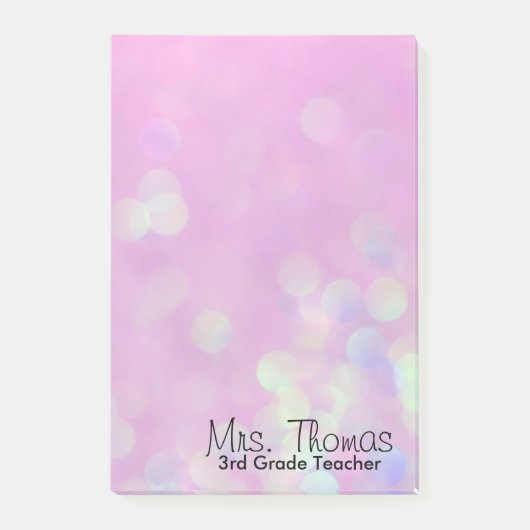 Bokeh Post It Notes 4x6 (roze) (Voorkant)