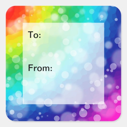 Bokeh Rainbow Pattern Gift Label Stickers (Voorkant)