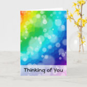 Bokeh Rainbow Pattern Thinking of You Card Kaart (Gele Bloem)
