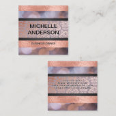 Bokeh | Roos Gold Foil | Damaskleurblok Vierkante Visitekaartje (Voorkant / Achterkant)