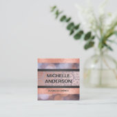 Bokeh | Roos Gold Foil | Damaskleurblok Vierkante Visitekaartje (Staand voorkant)