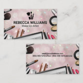 Bokeh Roze Achtergrond | Make-upkwasten  Visitekaartje (Voorkant / Achterkant)