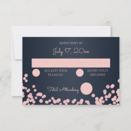 Bokeh Roze en Navy Blauwe Bruiloft Reactie RSVP Kaartje