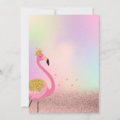 Bokeh, Roze Flamingo Holographic Baby shower Kaart (Achterkant)