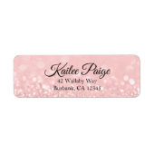 Bokeh roze glitter retour adres label (Voorkant)