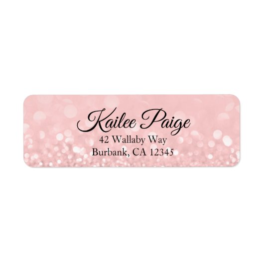 Bokeh roze glitter retour adres label (Voorkant)
