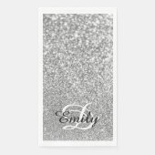 Bokeh Silver Glitter gepersonaliseerd monogram Servet (Voorkant)