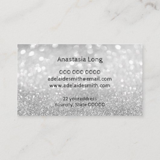 Bokeh Silver, Lotus Flower Yoga Instructor Busine Visitekaartje (Achterkant)