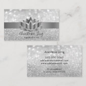 Bokeh Silver, Lotus Flower Yoga Instructor Busine Visitekaartje (Voorkant / Achterkant)