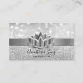 Bokeh Silver, Lotus Flower Yoga Instructor Busine Visitekaartje (Voorkant)