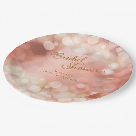 Bokeh Sparkle Twinkle Licht Pastel Pink Bridal Papieren Bordje (Gekanteld)