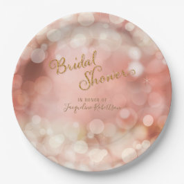 Bokeh Sparkle Twinkle Licht Pastel Pink Bridal Papieren Bordje