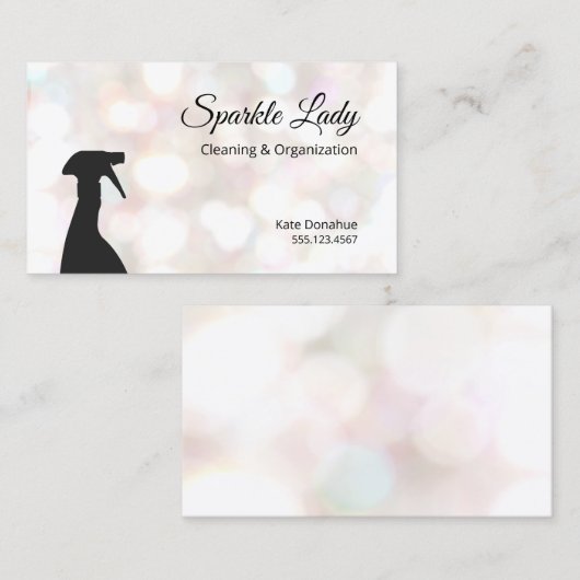 Bokeh Spray Bottle House Cleaning Logo Business Visitekaartje (Voorkant / Achterkant)