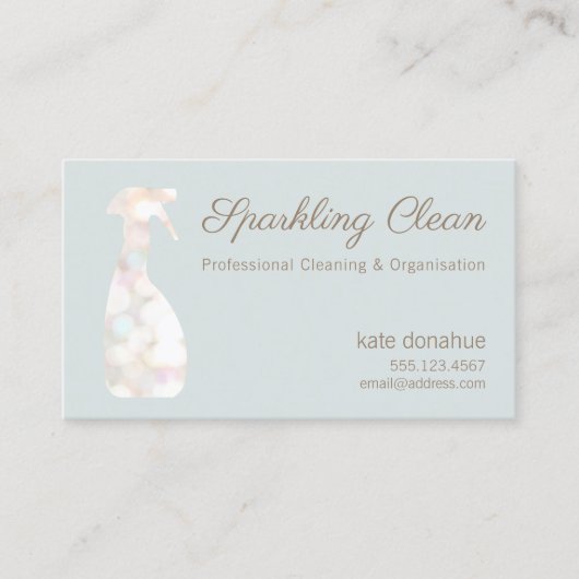 Bokeh Spray Bottle House Cleaning Logo Business Visitekaartje (Voorkant)