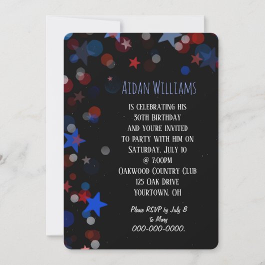 Bokeh Star op zwart verjaardagsfeestje Kaart (Voorkant)