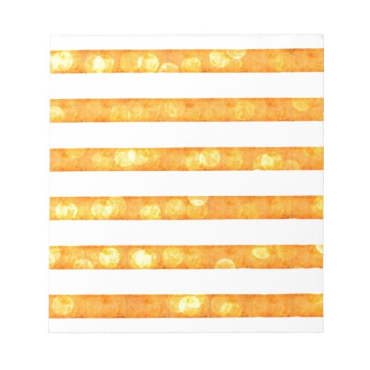 Bokeh Strepen Oranje En Wit Notitieblok (Voorkant)