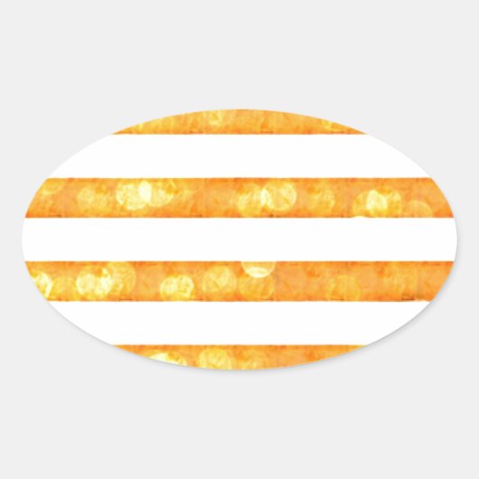 Bokeh Strepen Oranje En Wit Ovale Sticker (Voorkant)