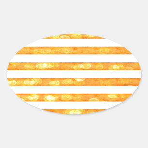 Bokeh Strepen Oranje En Wit Ovale Sticker