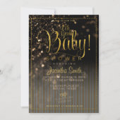 Bokeh Stripes Glam Baby shower | Ja, Baby. Kaart (Voorkant)