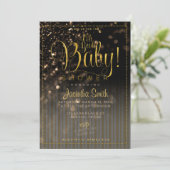 Bokeh Stripes Glam Baby shower | Ja, Baby. Kaart (Staand voorkant)