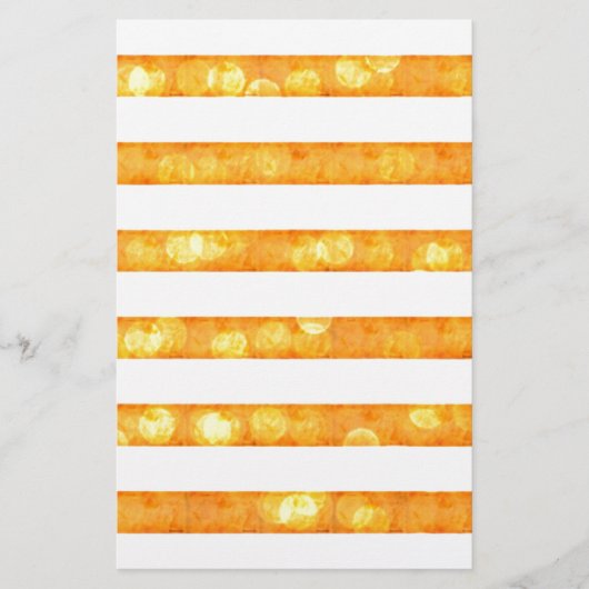 Bokeh Stripes Oranje en wit Briefpapier (Voorkant)