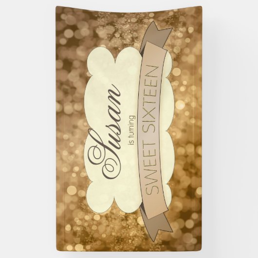 Bokeh Sweet Sixteen Gold Spandoek (Verticaal)