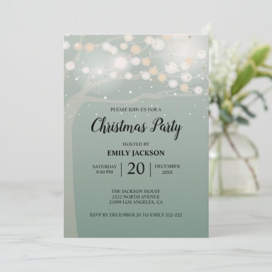 Bokeh Tree Invitation Kaart (Staand voorkant)