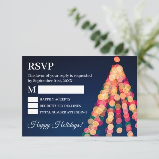 Bokeh Tree-lampjes, kerst RSVP (Staand voorkant)
