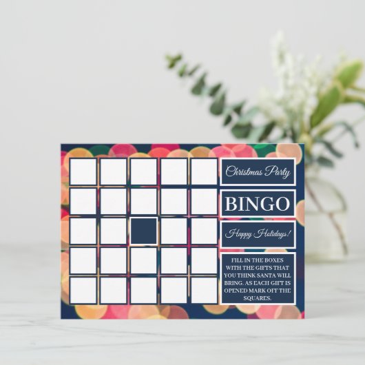 Bokeh Tree Lights, Kerstfeest Bingo Kaart (Staand voorkant)