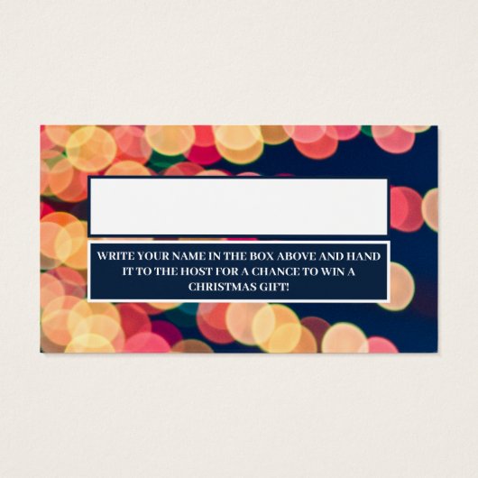 Bokeh Tree Lights, Kerstmis Raffle Ticket Visitekaartje (Achterkant)