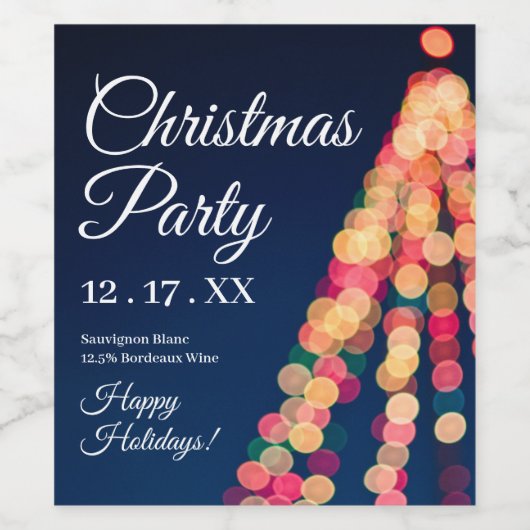 Bokeh Tree Lights, Kerstmis Wijn Etiket (Enkel label)