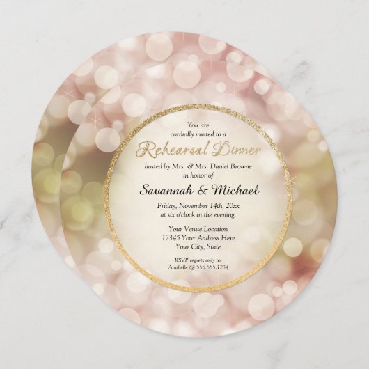 Bokeh Twinkle Sparkle Gold repetitie diner uitnodi Kaart (Voorkant / Achterkant)