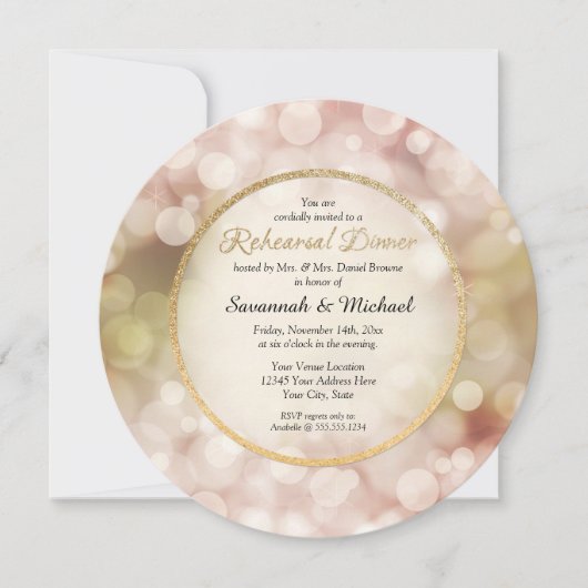 Bokeh Twinkle Sparkle Gold repetitie diner uitnodi Kaart (Voorkant)