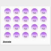 Bokeh Violet Glitter White Ombre Monogram Ronde Sticker (Vel)
