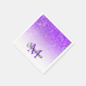 Bokeh Violet Glitter White Ombre Monogram Servet (Hoek)