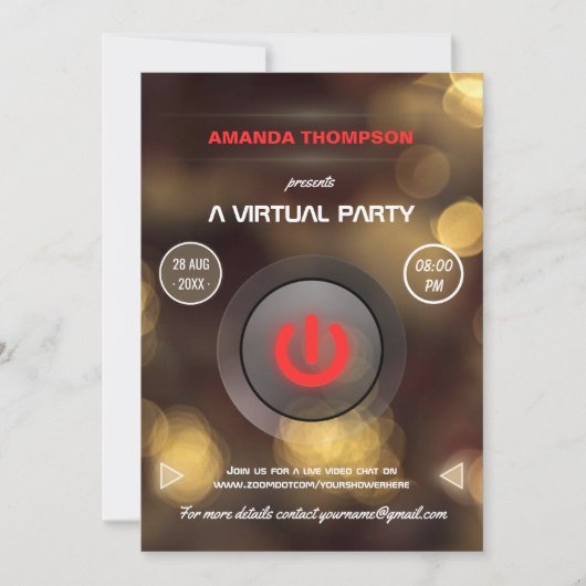 Bokeh Virtual Birthday Party Gig Uitnodiging (Voorkant)