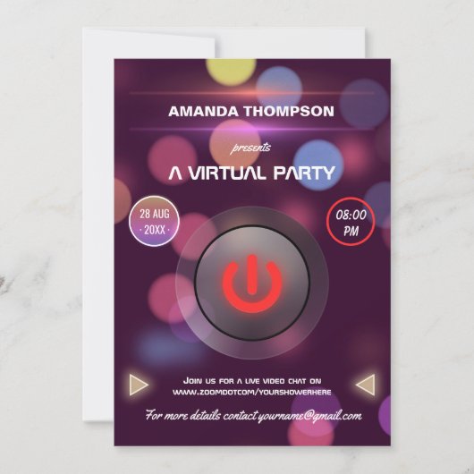 Bokeh Virtual Birthday Party Kaart (Voorkant)