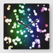Bokeh Wall Clock Vierkante Klok (Voorkant)