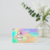 Bokeh Waterverf Macaroons Kleurrijke Holografische Visitekaartje (Staand voorkant)